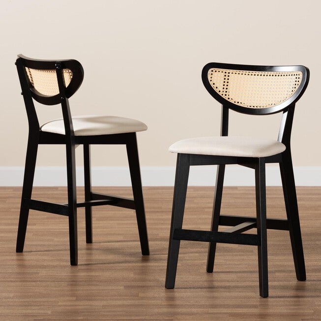 Dannell Mid-Century Modern Grey Fabric And Walnut Brown Finished Wood 2-Piece Counter Stool Set, , alternate image number 20