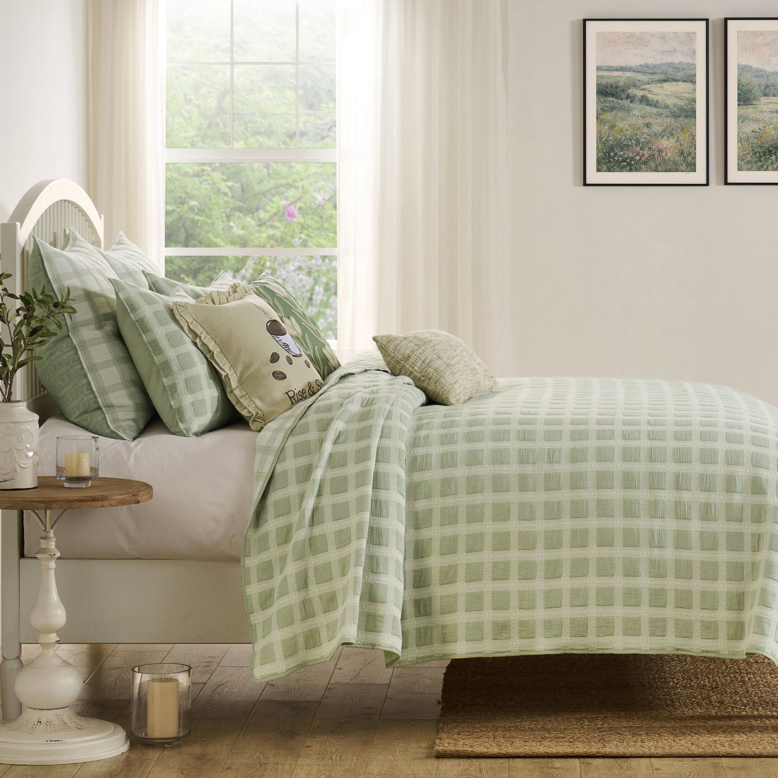 Millhouse 100% Cotton Classic Plaid Coverlet Set, SAGE, alternate image number 5