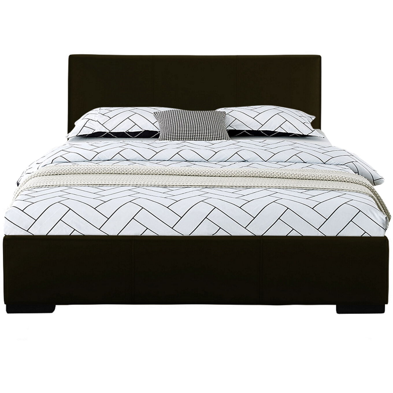 Abbey Platform Bed, Beige, Queen, BLACK, hi-res image number 0