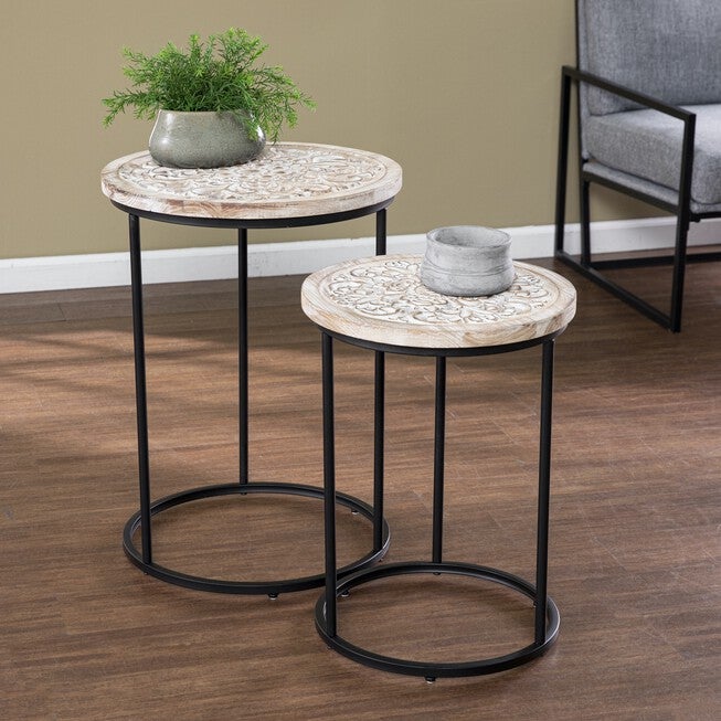 Swendland Round Accent Tables 2Pc Set, WHITE, hi-res image number null