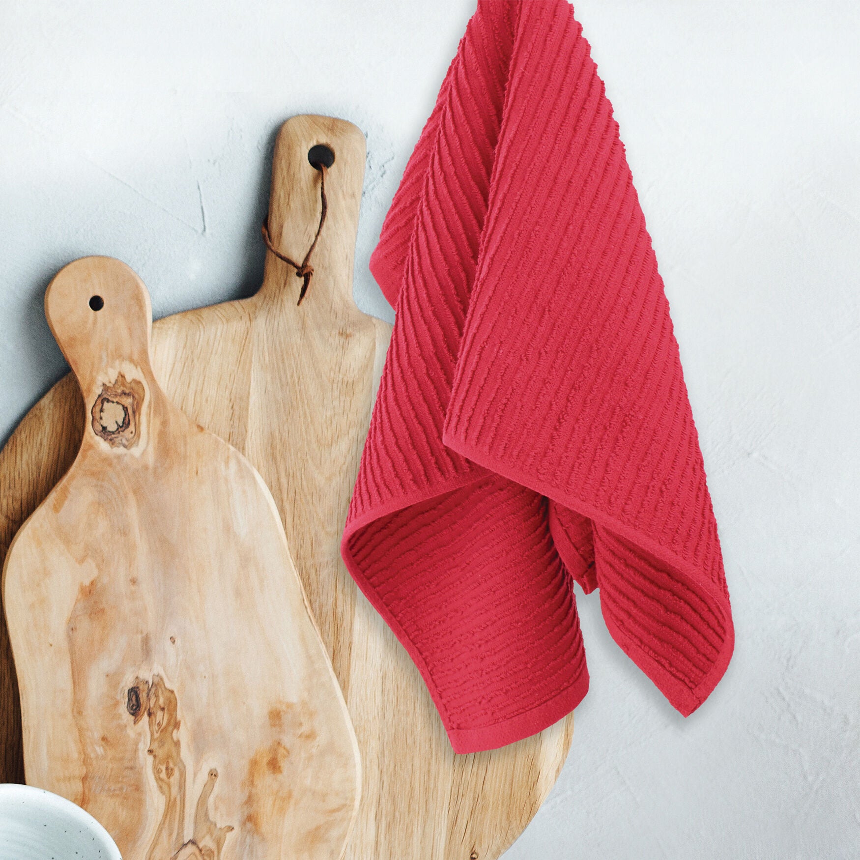 Solid Ridged Cotton Kitchen Dish Towel, Set 4, , alternate image number 2
