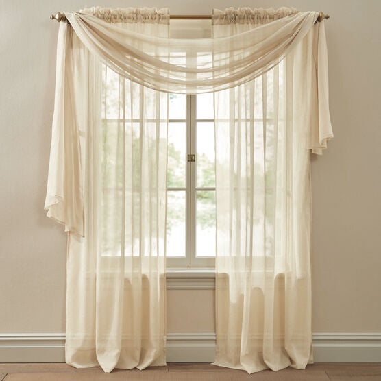 BH Studio Crushed Voile Scarf Valance, ECRU, hi-res image number null