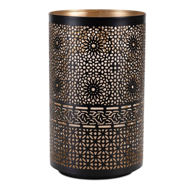Mandala Punched Metal Candle Holder (Set of 2), BLACK/GOLD, alternate image number null