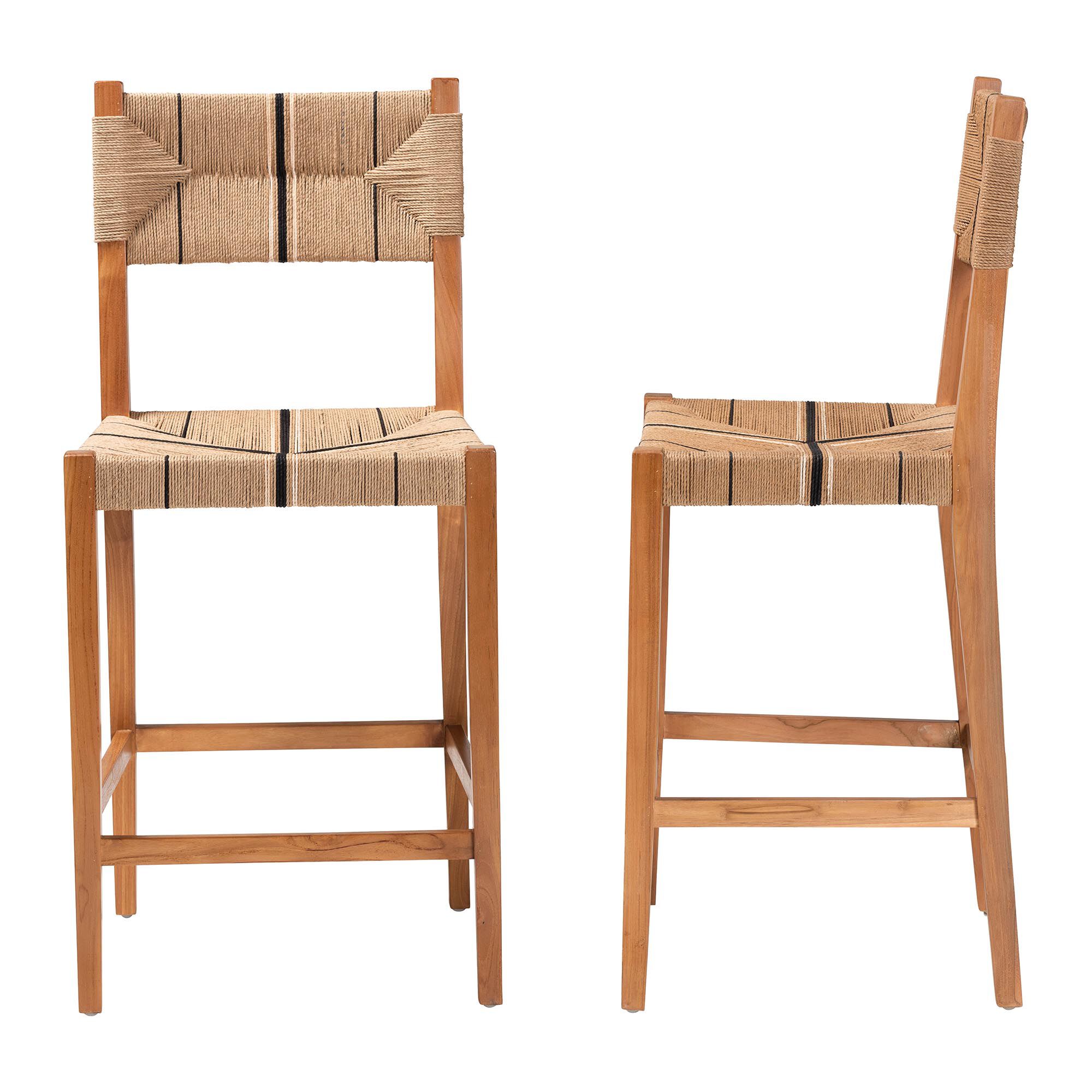 Two-piece bohemian paper-loom bar stool set small product view