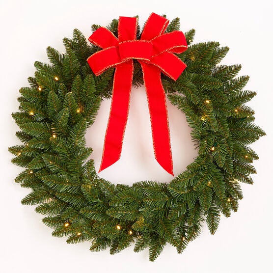 Pre-Lit Arrow Tip Wreath, GREEN, hi-res image number null