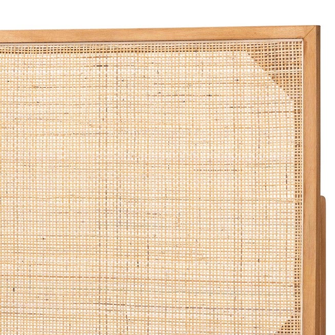 Aurelia Modern Bohemian Natural Brown Finished Bayur Wood and Rattan Queen Size Headboard, NATURAL BROWN, alternate image number 4