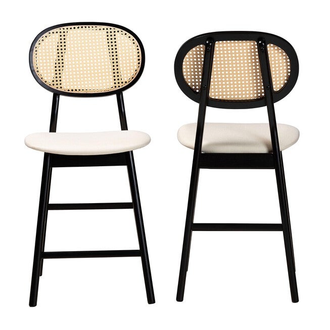 Darrion Mid-Century Modern Grey Fabric And Walnut Brown Finished Wood 2-Piece Counter Stool Set, , alternate image number null