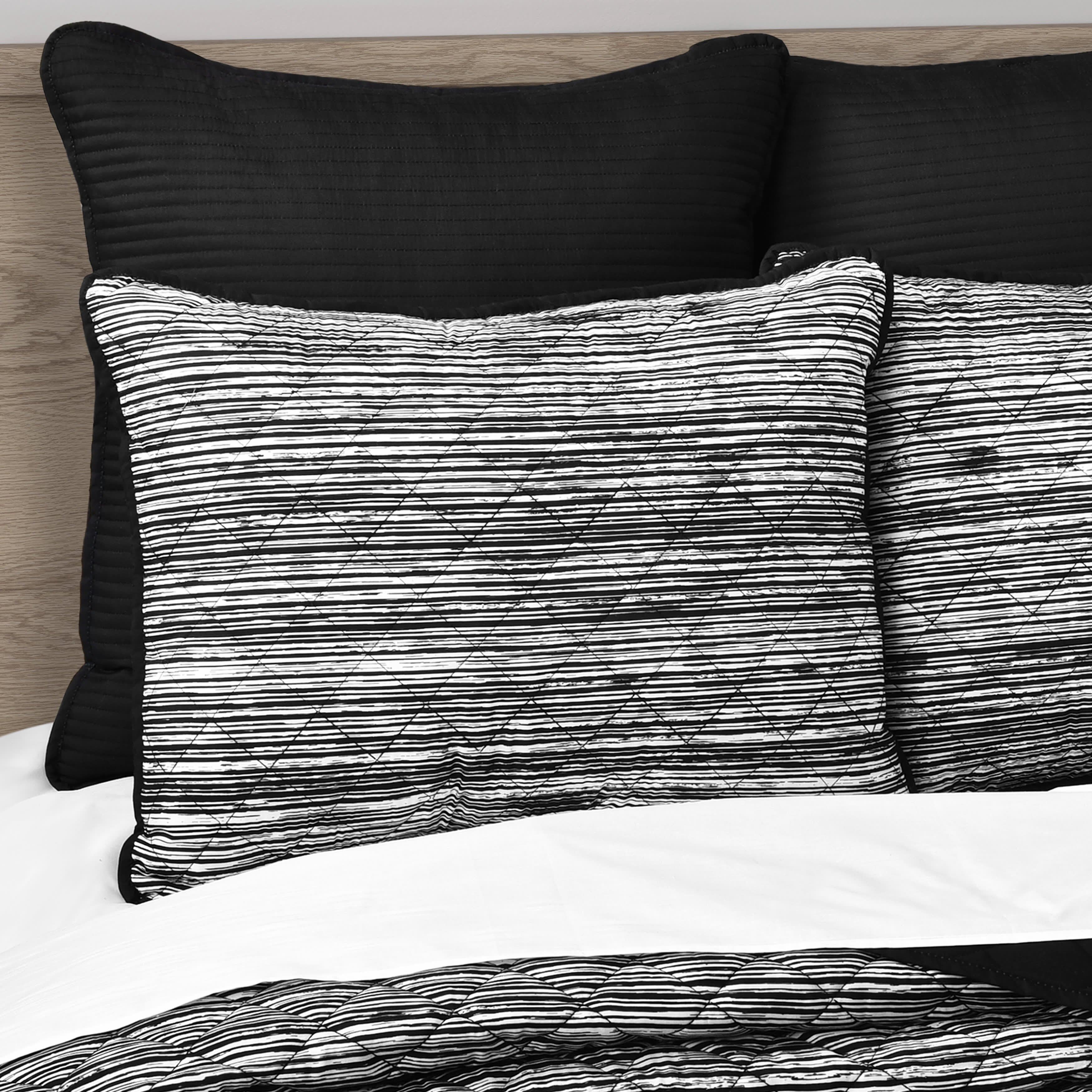 Dalton Black 3 Piece Quilt Set, BLACK, alternate image number 3