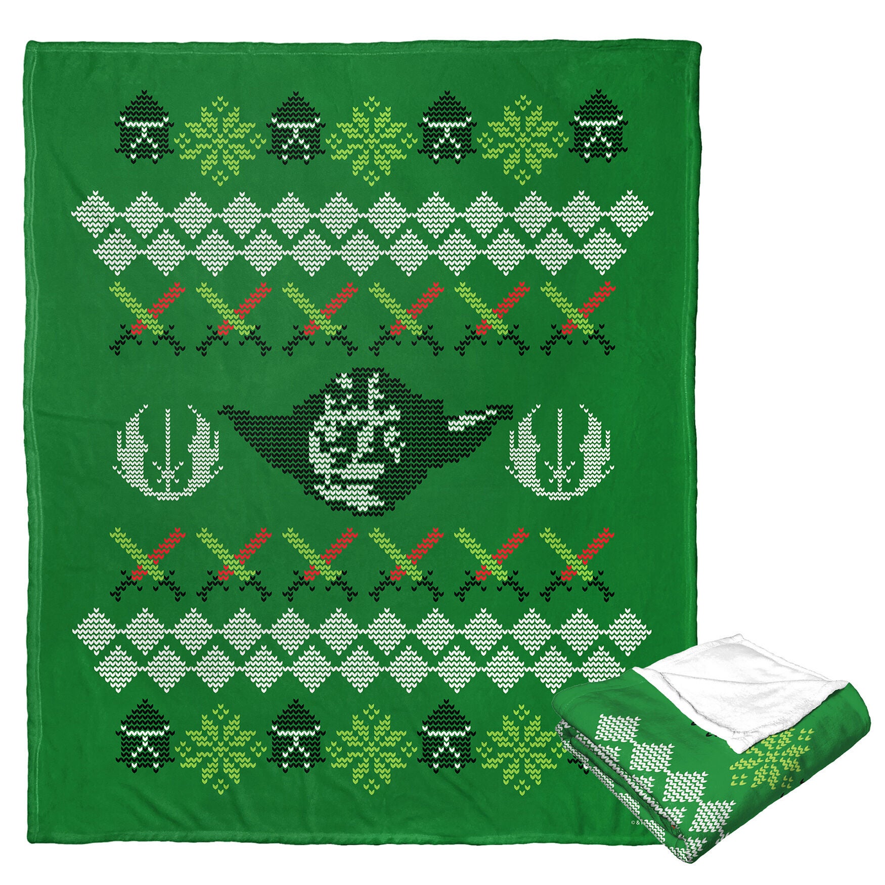 Star Wars Yoda Xmas Sweater Silk Touch Throw Blanket, O, hi-res image number 0