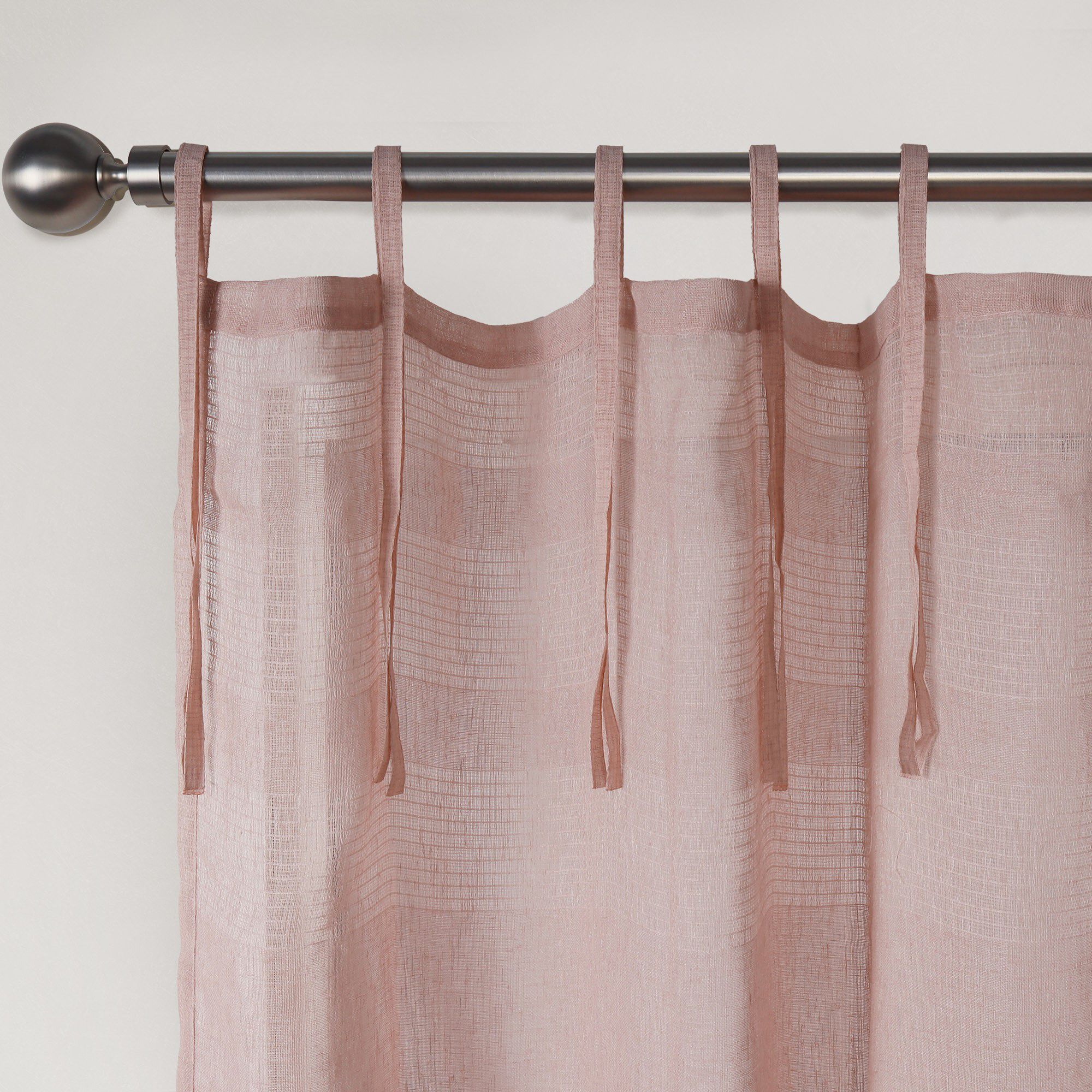 Stripe Sheer Tie Top Panel Pair, BLUSH, alternate image number 2