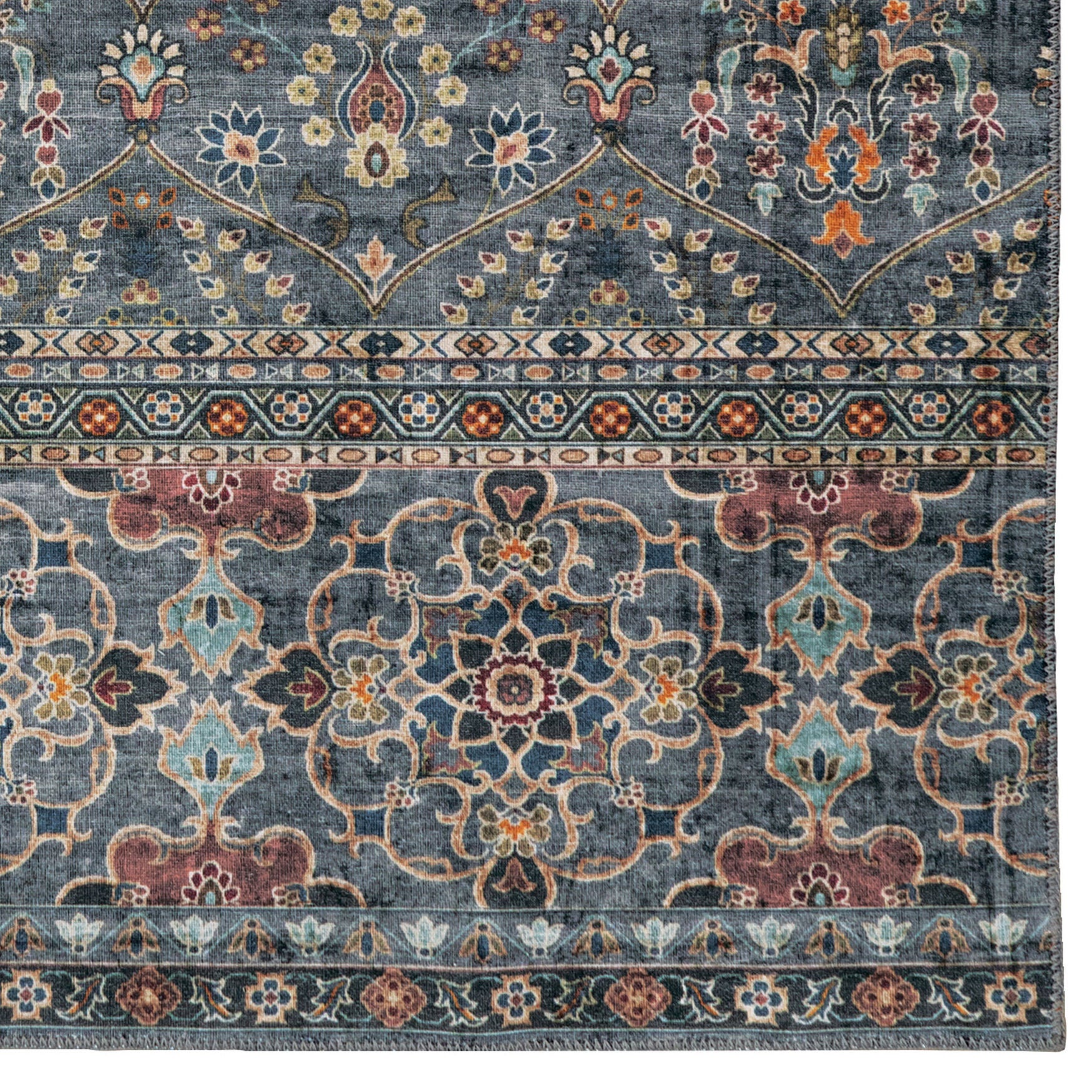 Washable Grant Teal/Ivory Rug, , alternate image number 3