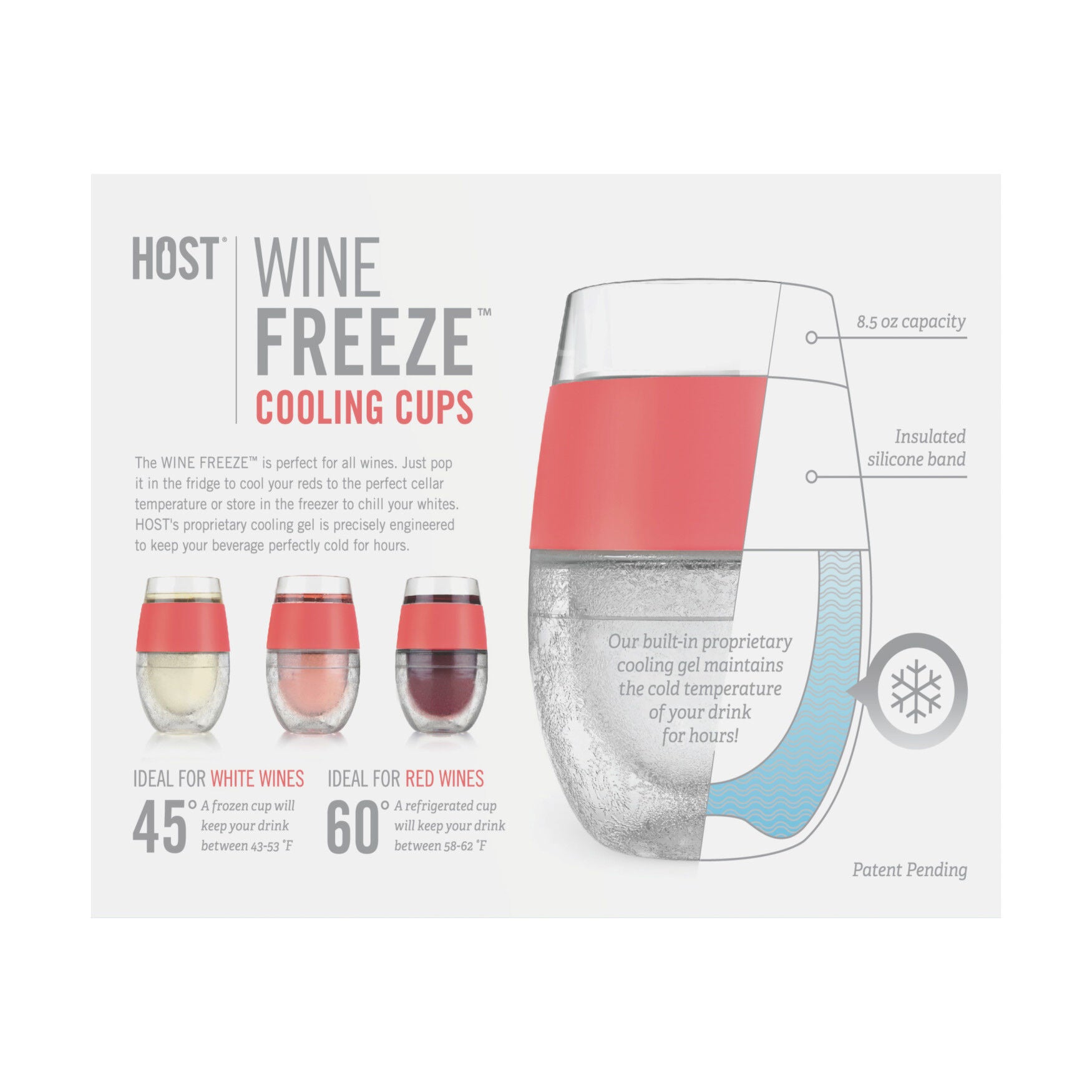 Wine Freeze Cooling Cups In Coral (Set Of 2) By, , alternate image number 5