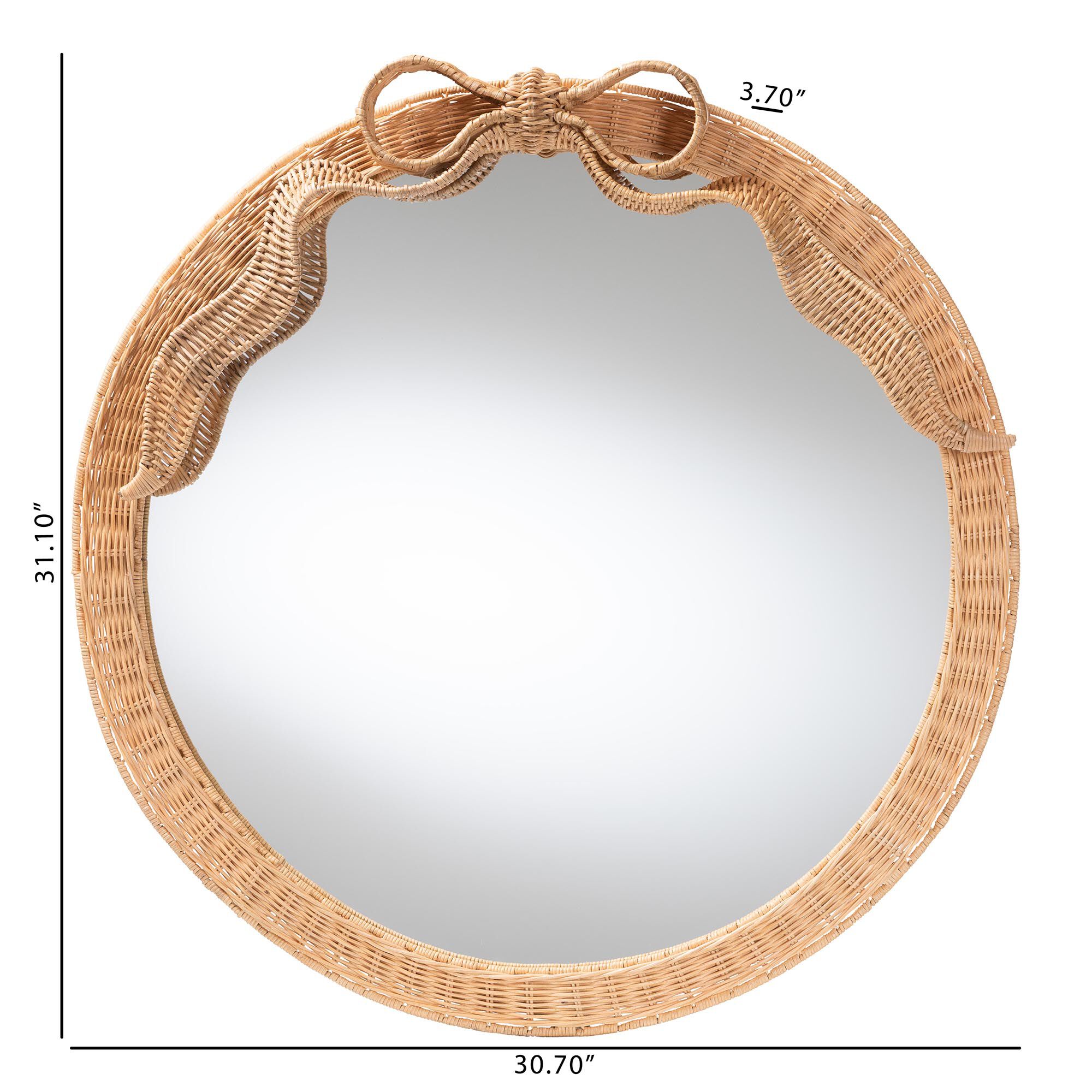 Creusa Natural Rattan Round Wall Mirror, HONEY, alternate image number 4