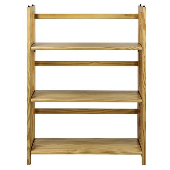 3-Shelf Folding Stackable Bookcase 27.5" Wide-Natural, NATURAL, hi-res image number null