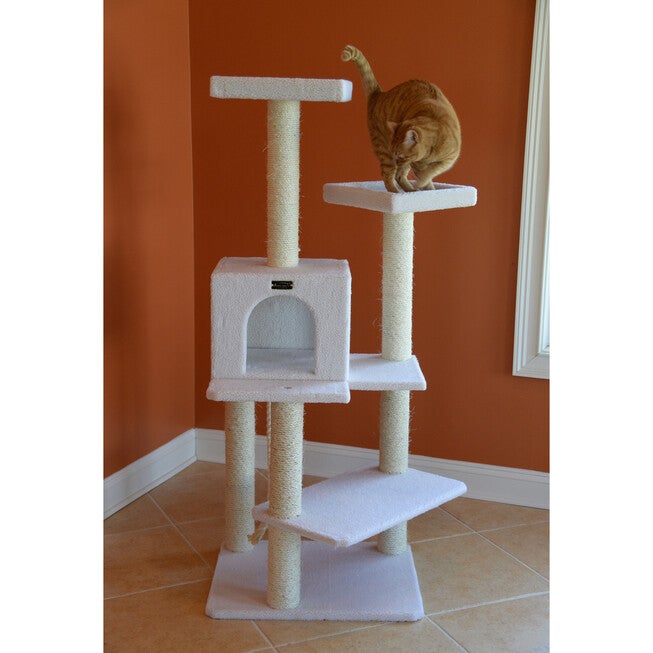 Real Wood 57 inches Fleece Covered Cat Tree Climber, , on-hover image number 1