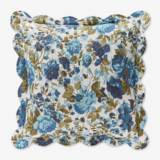 Florence Euro Sham, TEAL FLORAL, hi-res image number null