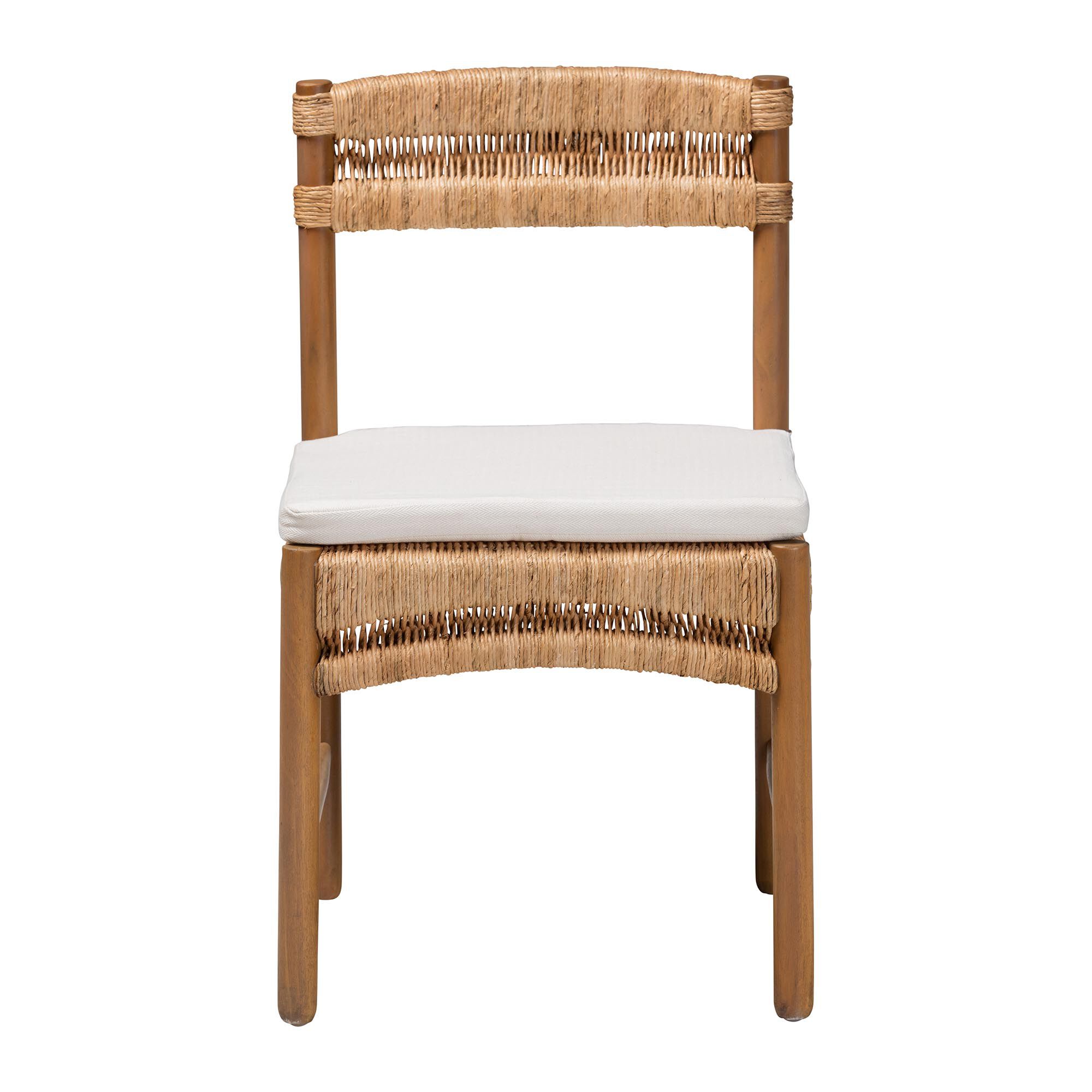 Elvera Woven Seagrass and Mahogany Wood Dining Chair, WALNUT, alternate image number 2