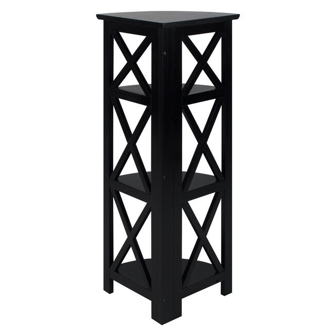 Montego 4-Shelf Corner Folding Bookcase-Black, , alternate image number null