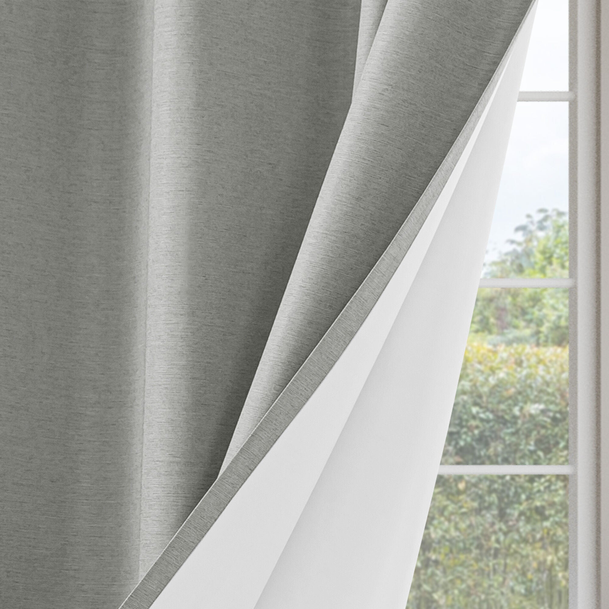 Brushed 100% Blackout Grommet Pair, SILVER, on-hover image number 1