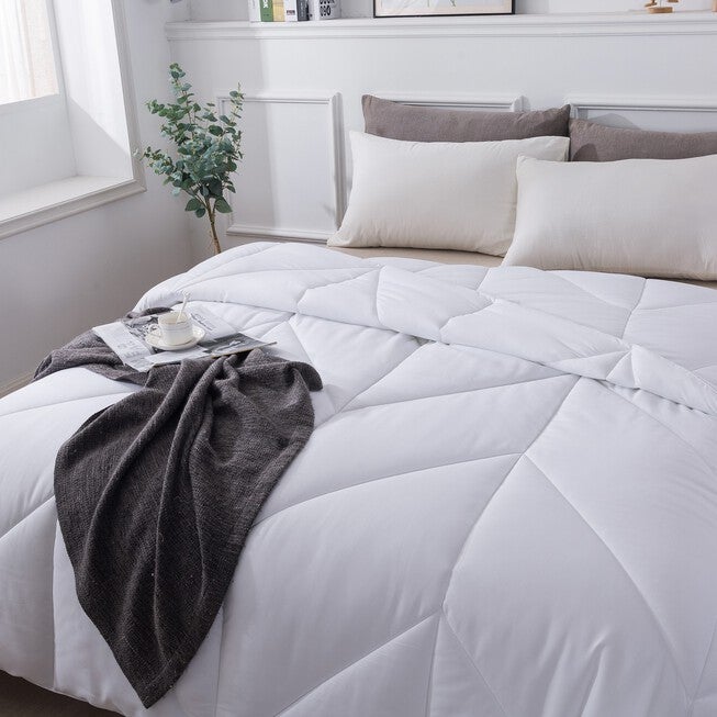 Chevron Stitch Down Alternative Comforter, White, , on-hover image number 1