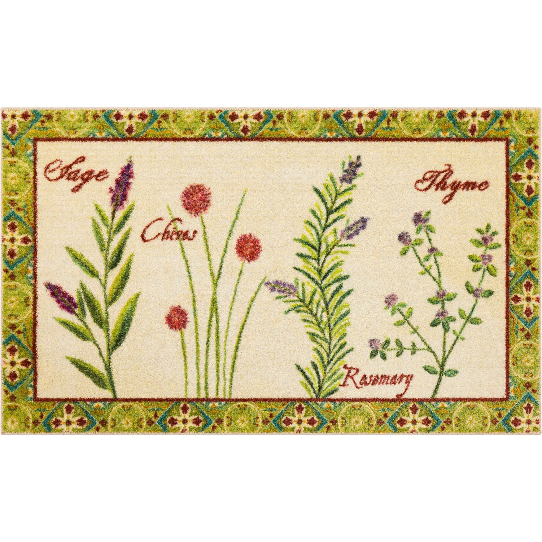 Herb Garden Kitchen Rug, BEIGE, hi-res image number 0