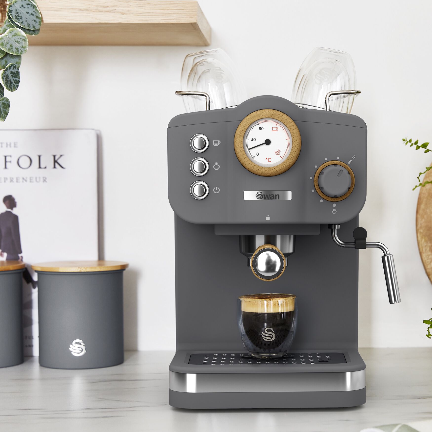 Swan Nordic Pump Espresso Coffee Machine - White, , on-hover image number 1