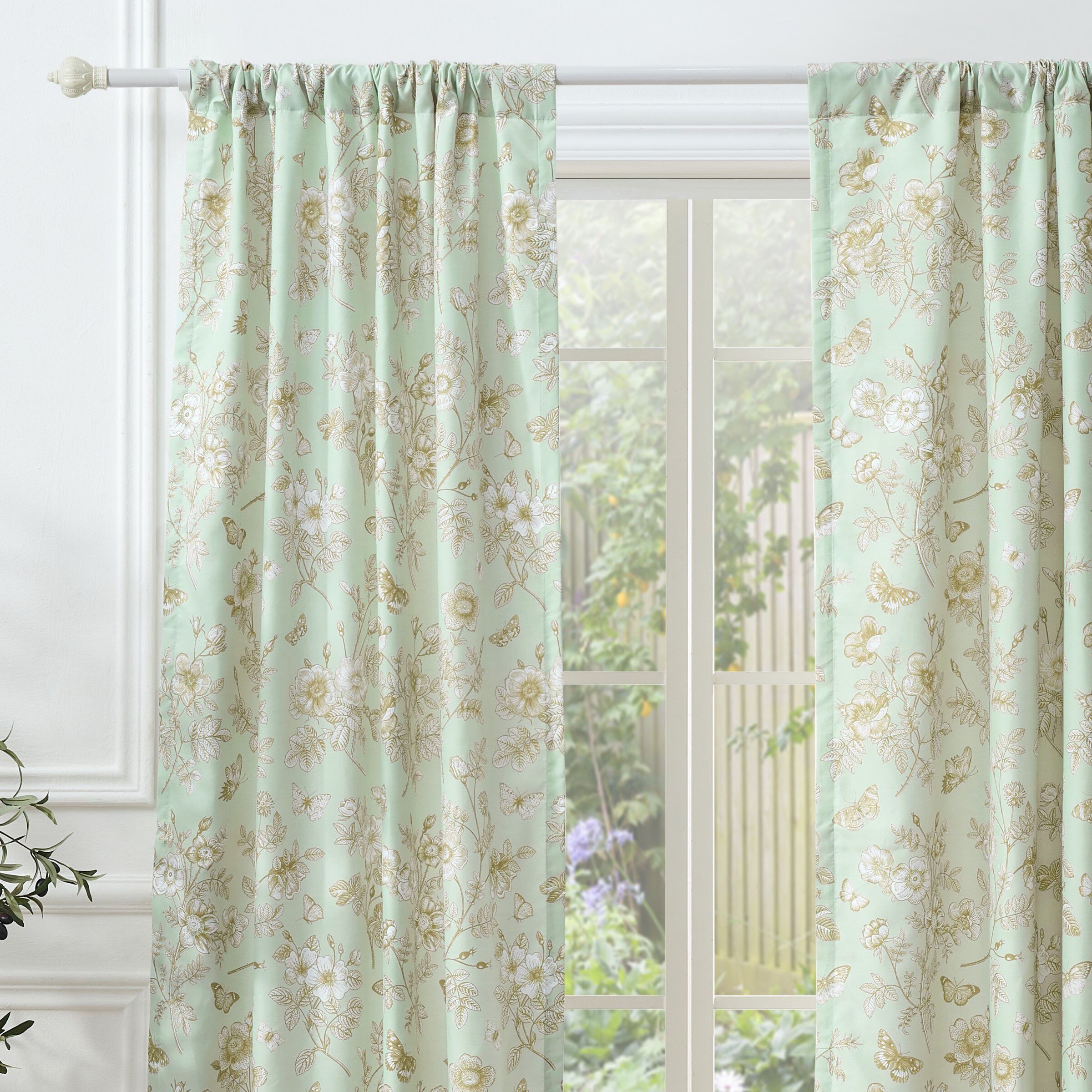 Greenland Home Fashions&trade; Olivia Window Curtain Panels, Set of 2, MINT, hi-res image number 0
