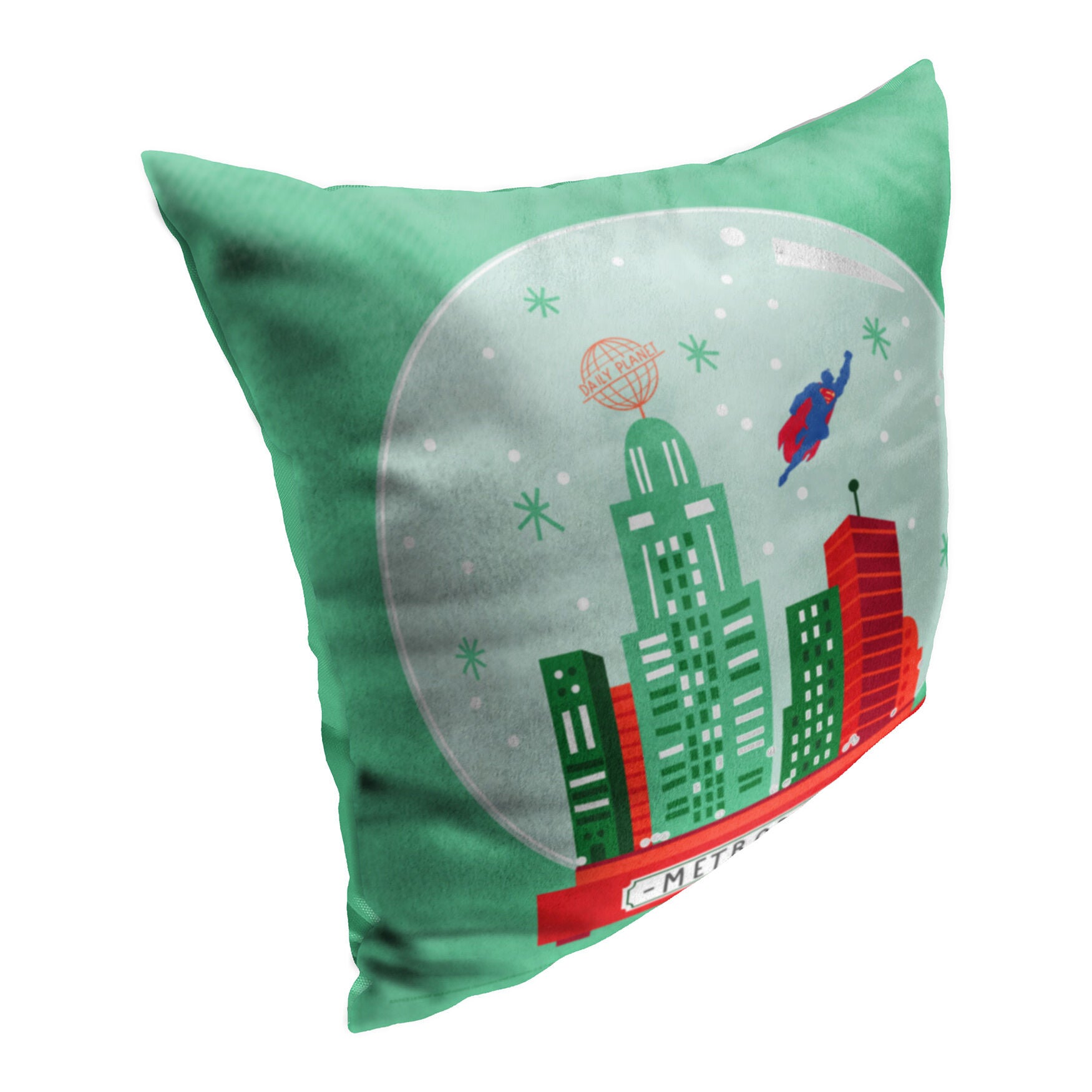 Wb Dc Justice League Metropolis Globe Printed Throw Pillow, , on-hover image number 1