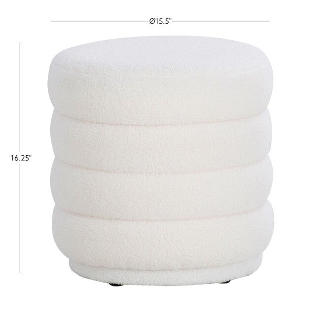 Kathy White Sherpa Round Ottoman Ottomans, , alternate image number null