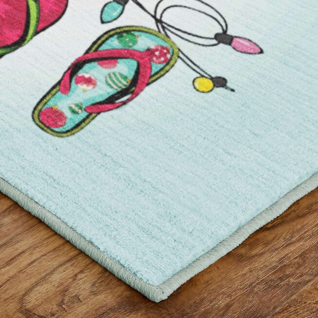 Tropical Christmas Light Blue Kitchen Rug, , on-hover image number null