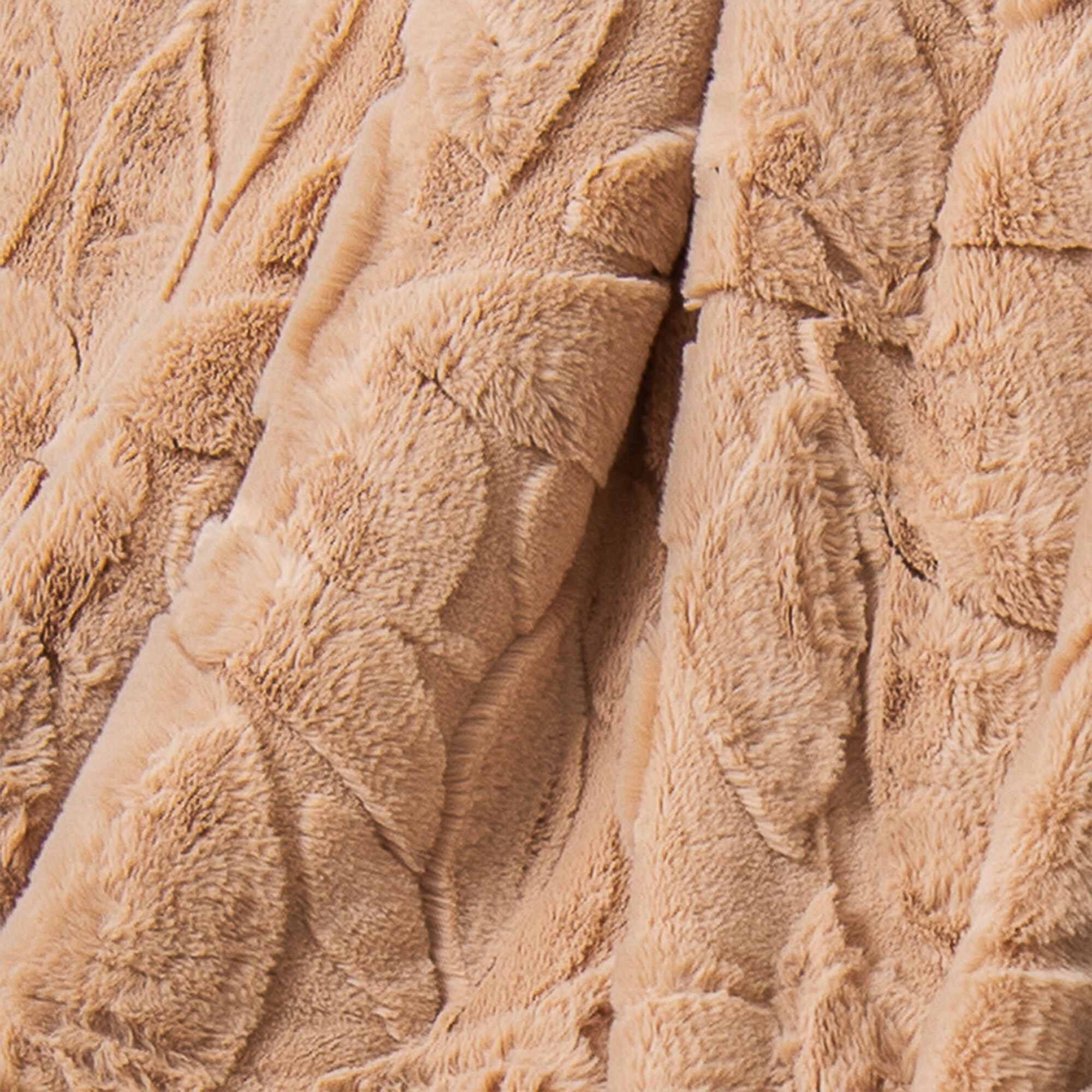 HGTV Triple Jacquard Carved Faux Fur Throw Blanket Quietude 50 x 70 inches, BROWN, alternate image number 3