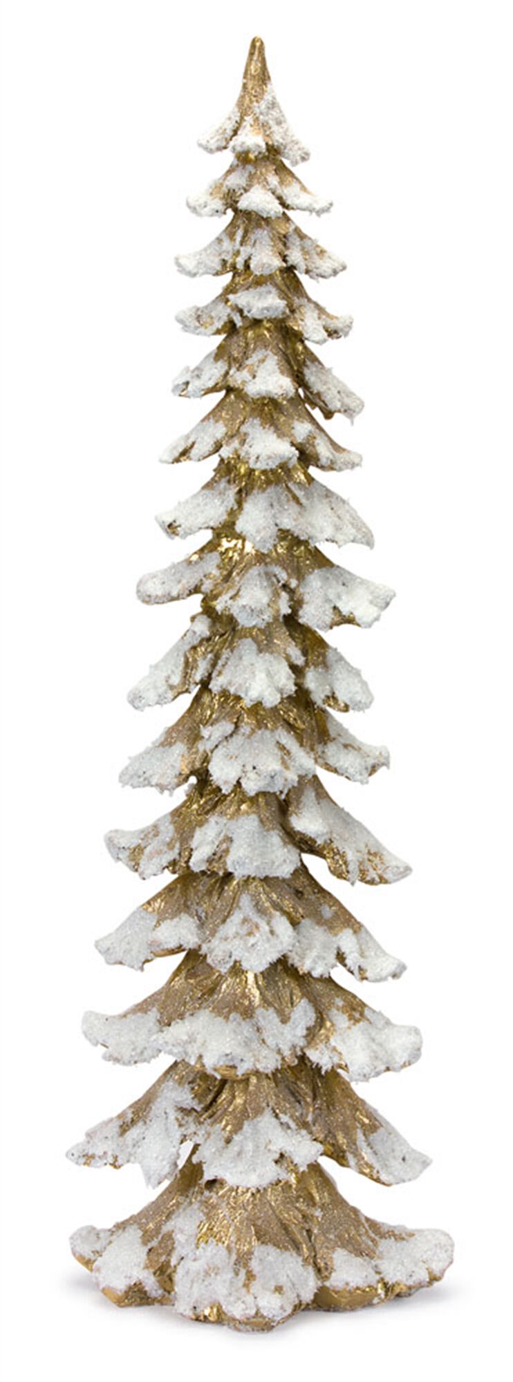 Gold Flocked Pine Tree 34.5 inchesH, GOLD WHITE, alternate image number 1