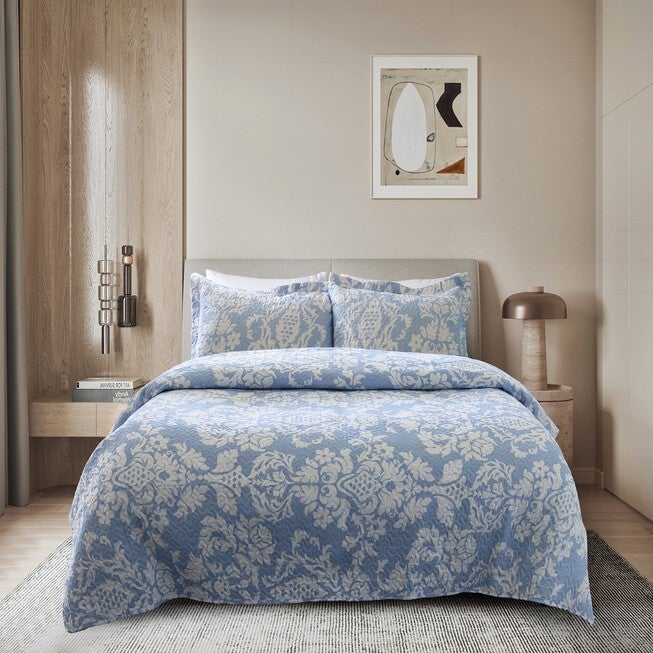 Medallion Quilt Set, BLUE WHITE, hi-res image number 0