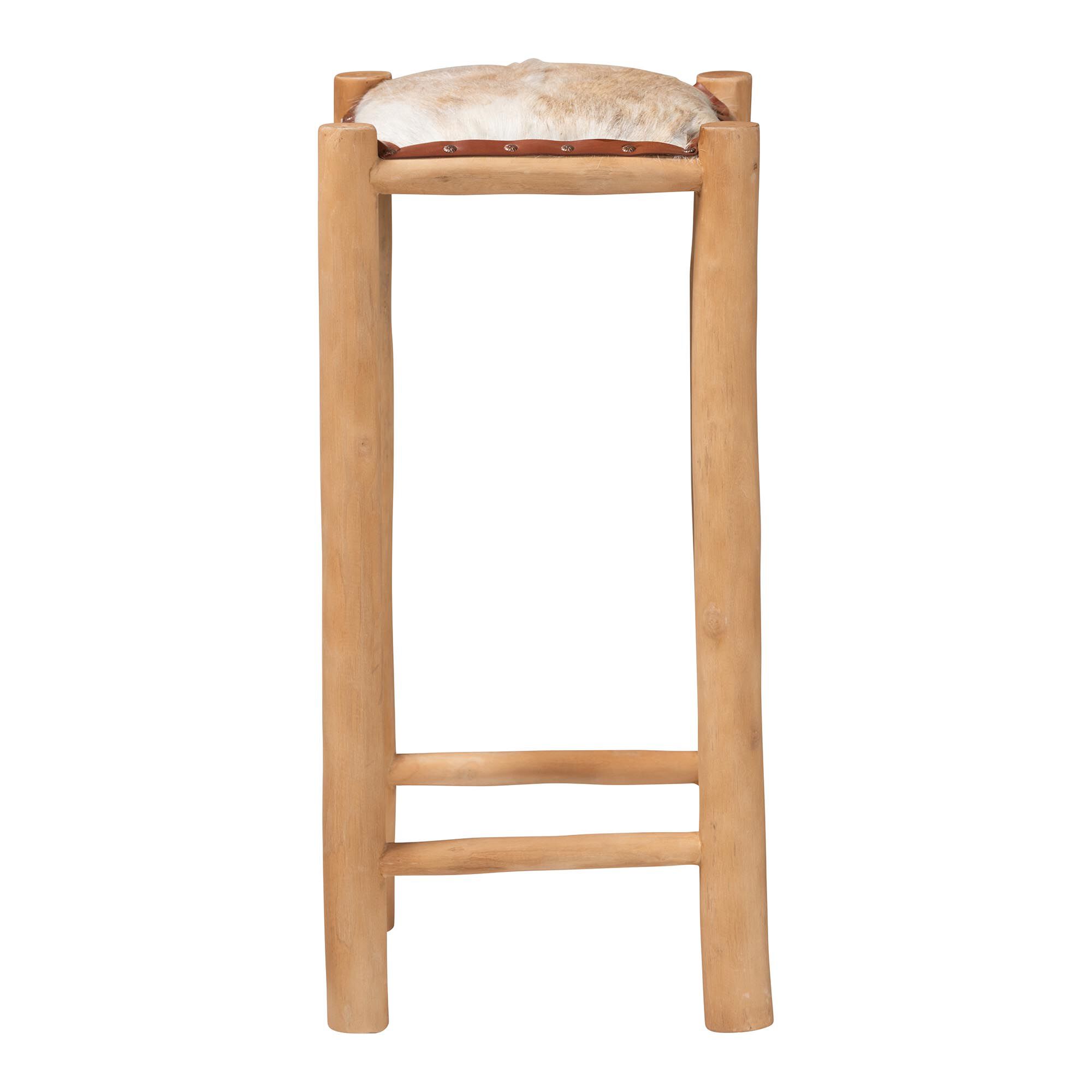 Rivera Genuine Goat Leather Bar Stool, BROWN, alternate image number 2