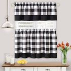 Hunter Window Curtain Tier Pair And Valance Set, BLACK, hi-res image number null