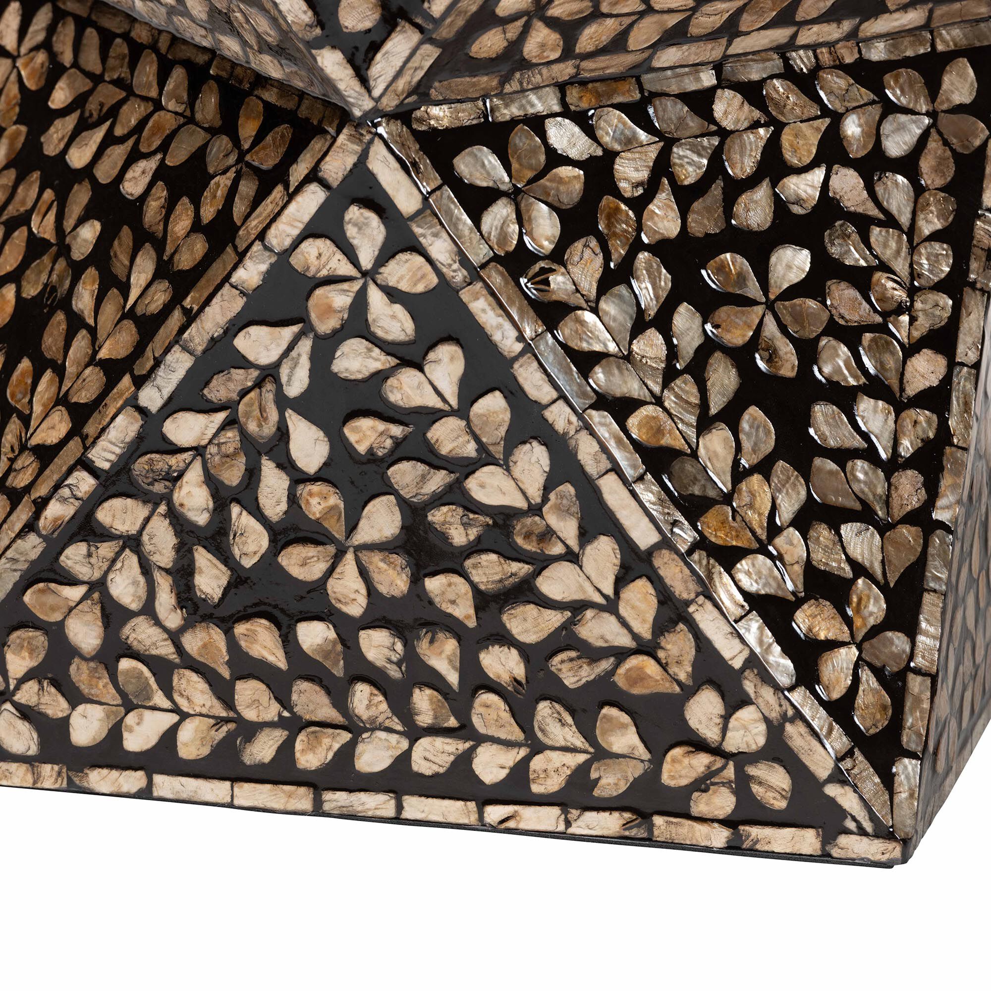 Feronia Modern Bohemian Black and Bronze Mother of Pearl End Table, BLACK, alternate image number 4