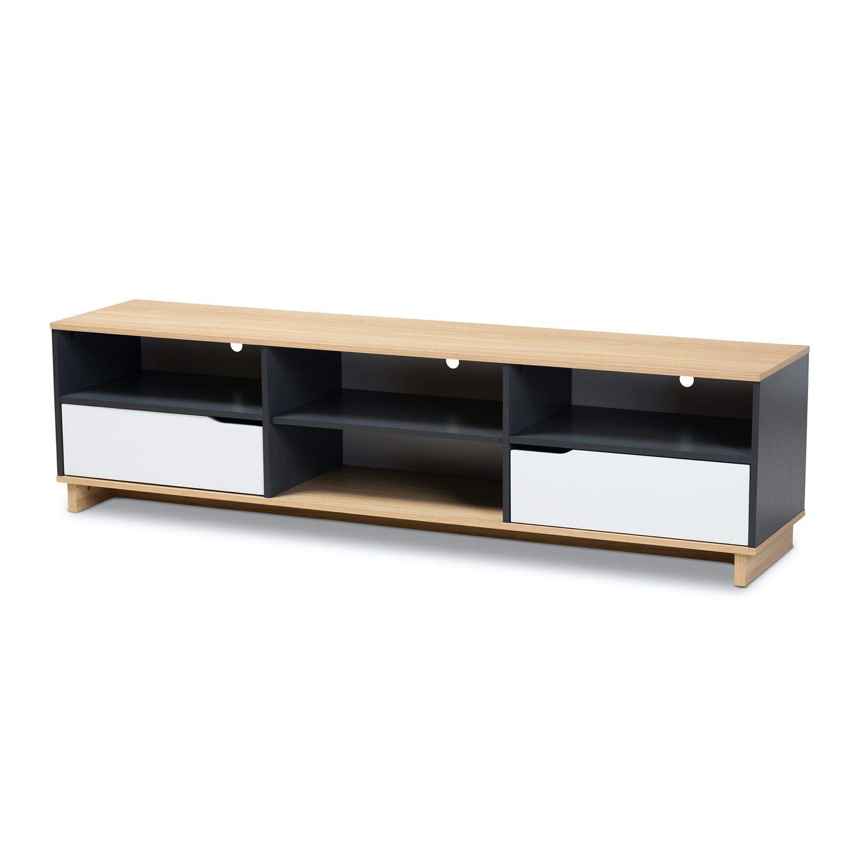 Reed Mid-Century Modern Multicolor 2-Drawer Wood Tv Stand Furniture, WHITE OAK GREY, hi-res image number 0