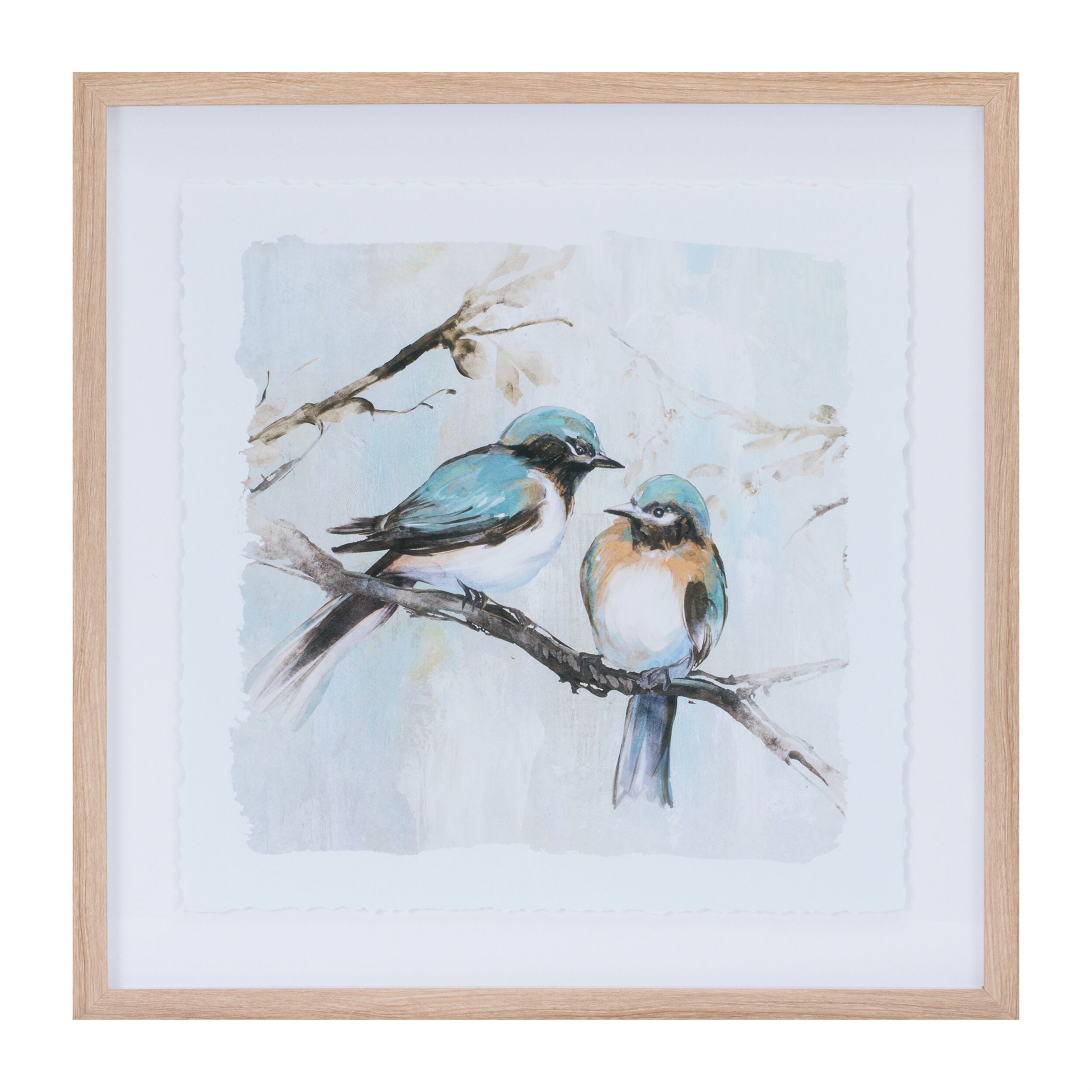 Framed Bird Couple Wall Print Set of 2, BLUE WHITE, alternate image number 2