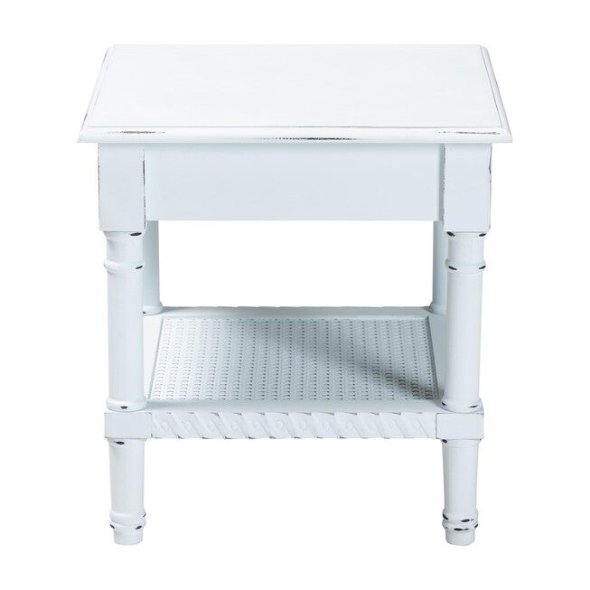 Jeanne Vintage Traditional White Wood End Table, WHITE, alternate image number null