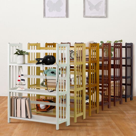3-Shelf Folding Stackable Bookcase 27.5" Wide-Natural, , alternate image number null