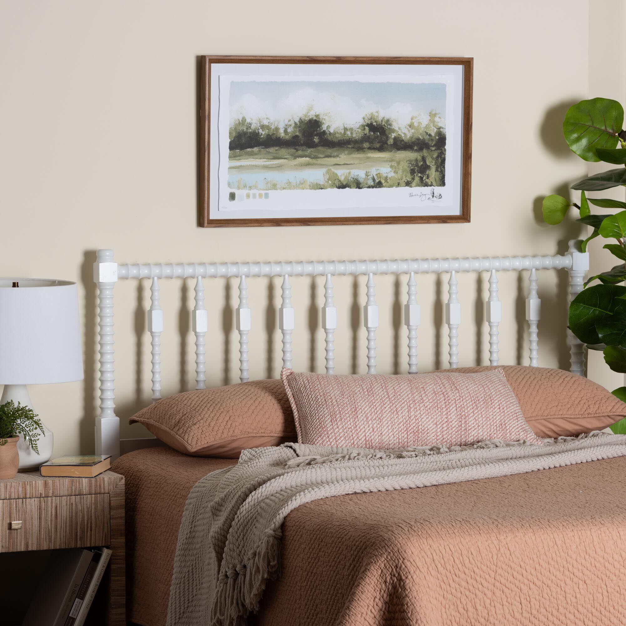 Juliette Turned Spindle Headboard, WHITE, hi-res image number 0
