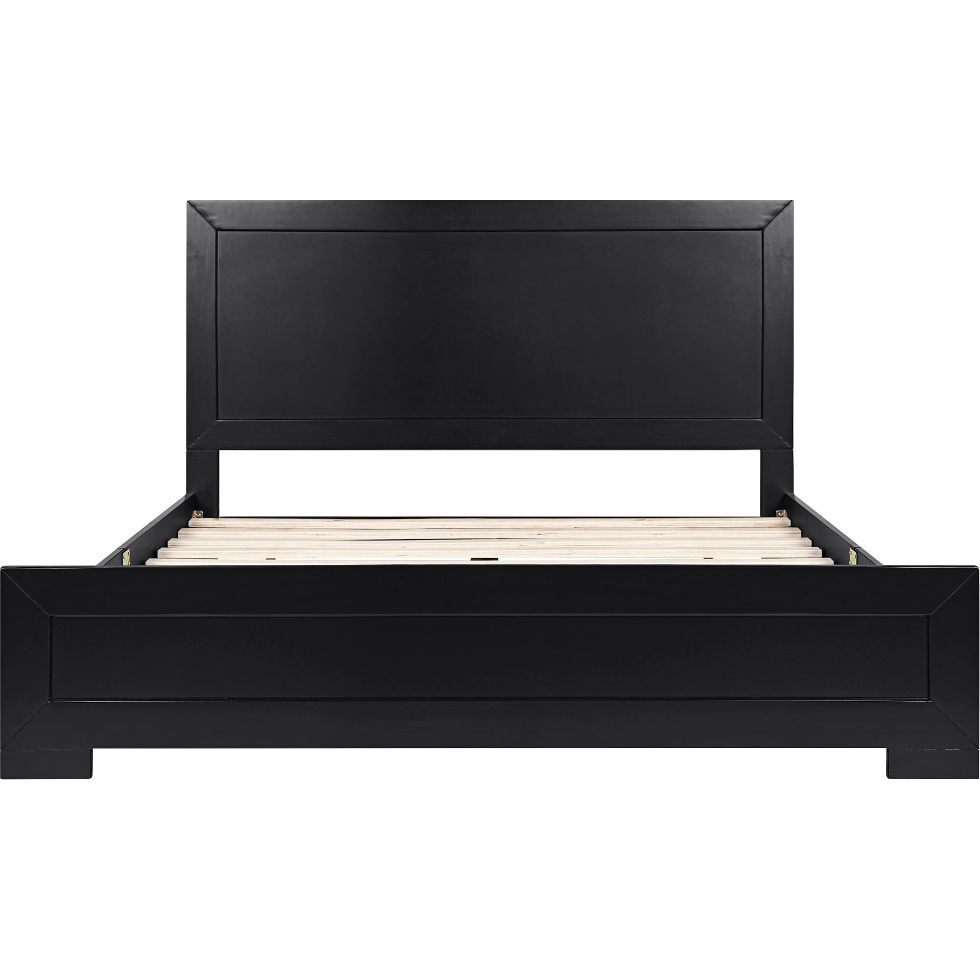 Oxford Platform Bed, Walnut, Twin, BLACK, alternate image number 2