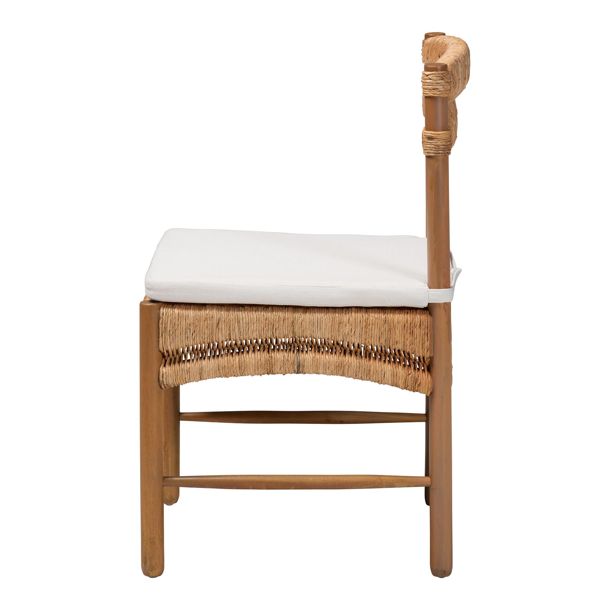 Elvera Woven Seagrass and Mahogany Wood Dining Chair, WALNUT, alternate image number 3