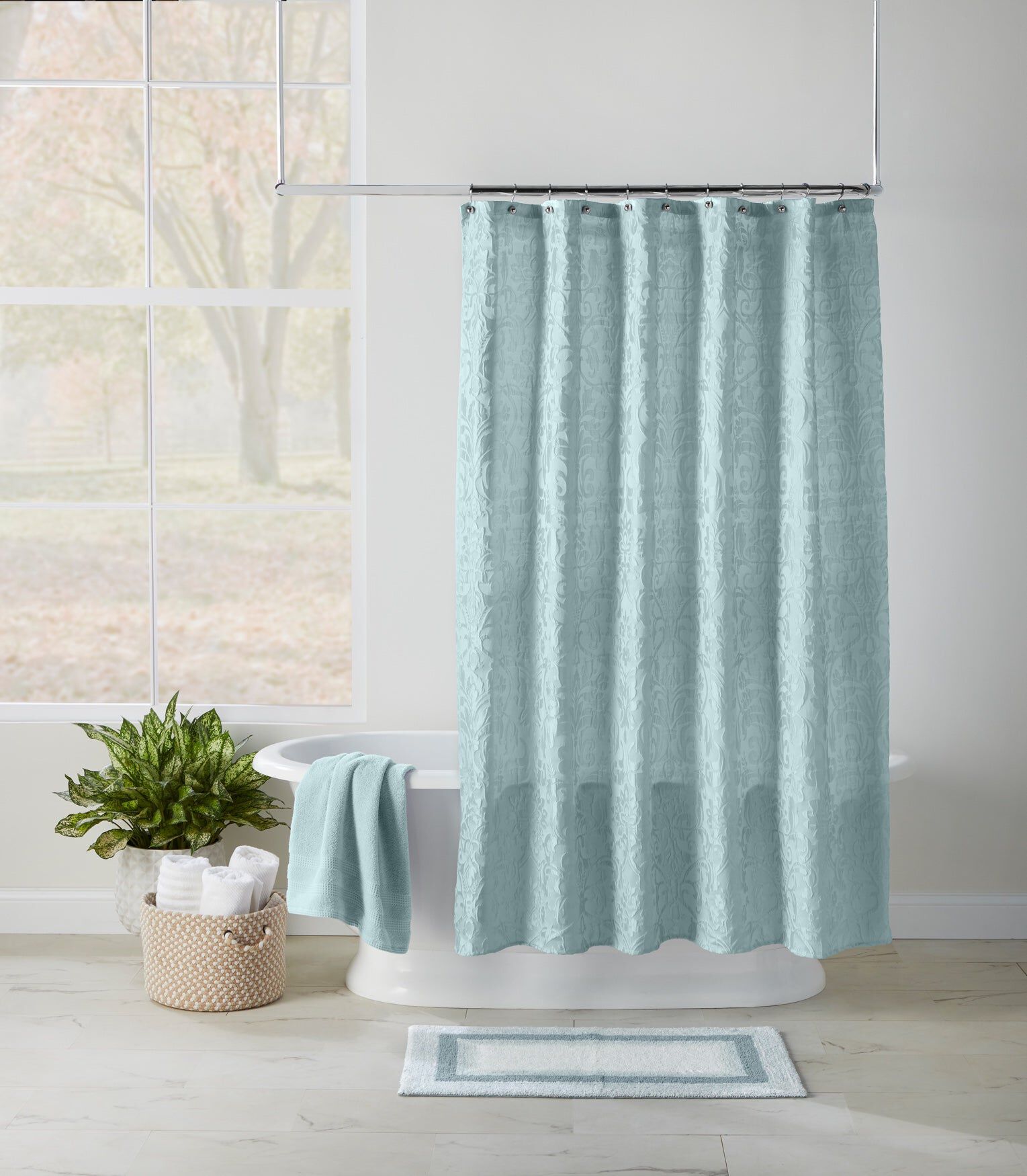Amore Shower Curtain 14 PC Set, SEAFOAM, hi-res image number 0