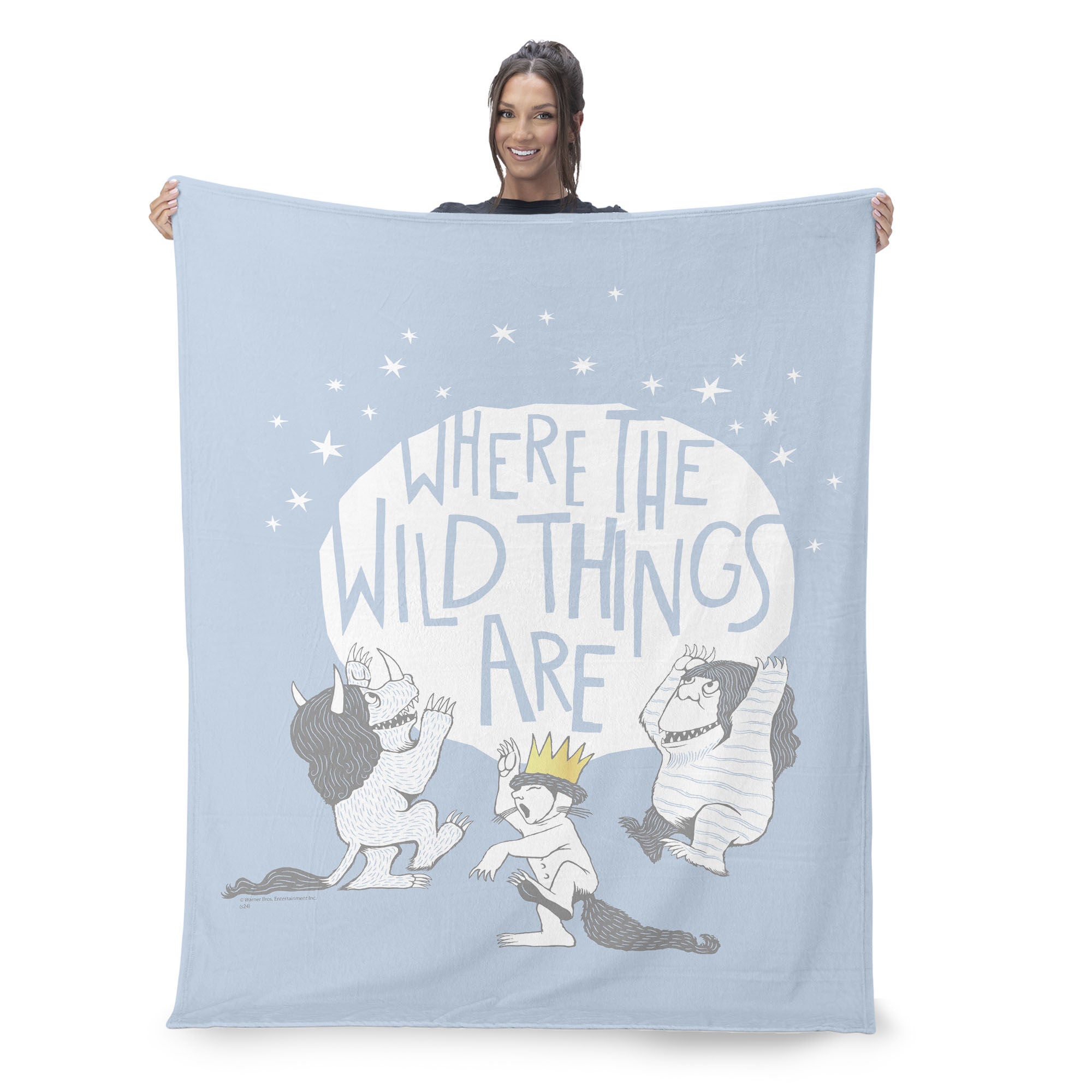 Warner Bros. Where the Wild Things Are Wild Things Silk Touch Sherpa Throw Blanket 50x60 Inches, BLUE, on-hover image number 1