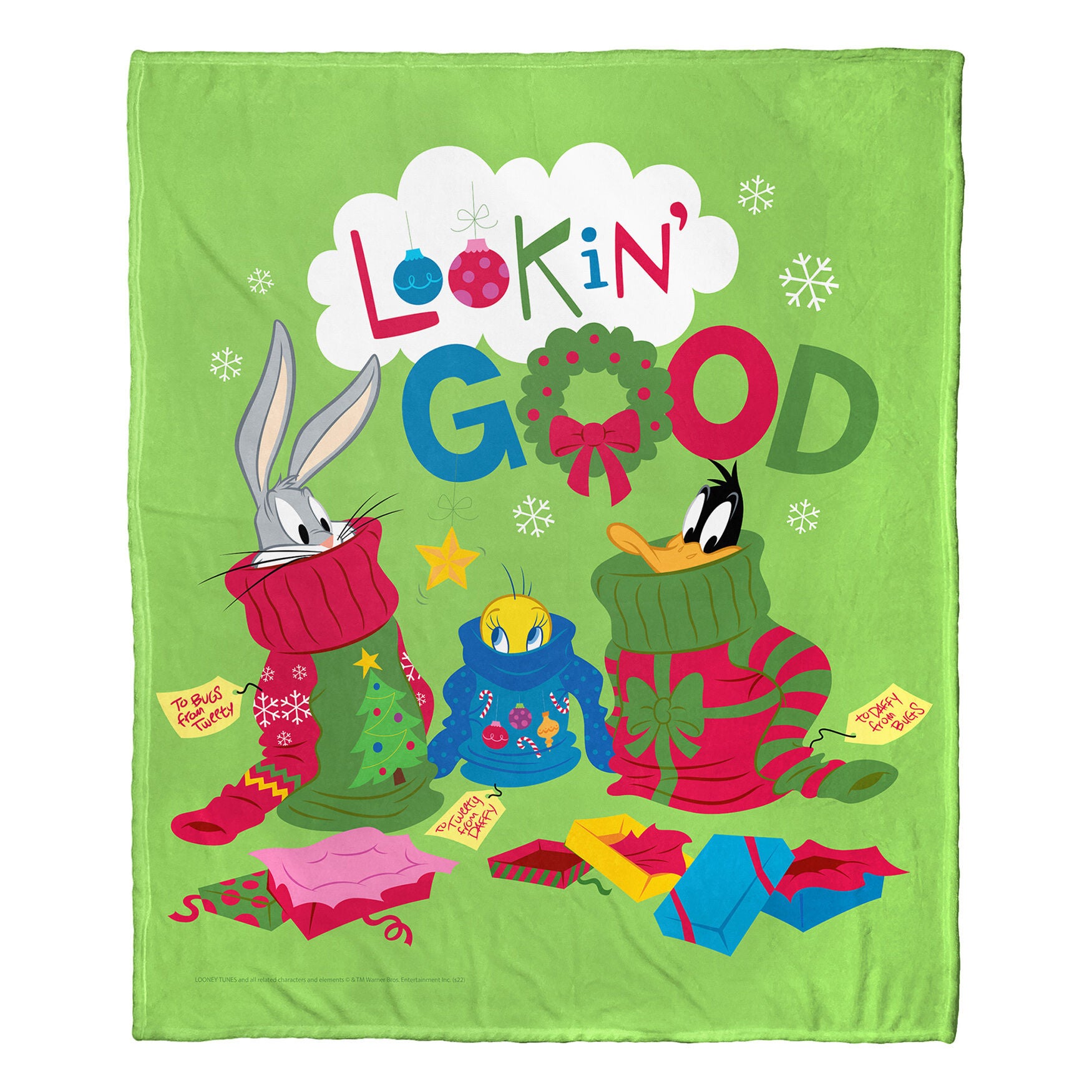 Wb Looney Tunes Christmas Drip Silk Touch Throw, , on-hover image number 1
