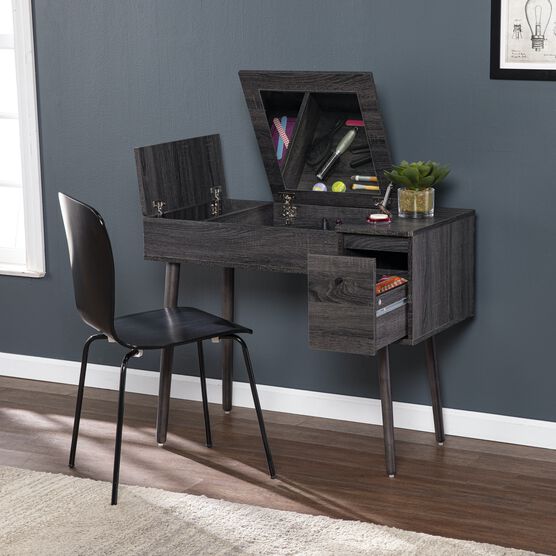 Harzen Storage Vanity W Mirror, BLACK, hi-res image number null