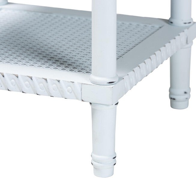 Jeanne Vintage Traditional White Wood End Table, WHITE, alternate image number null
