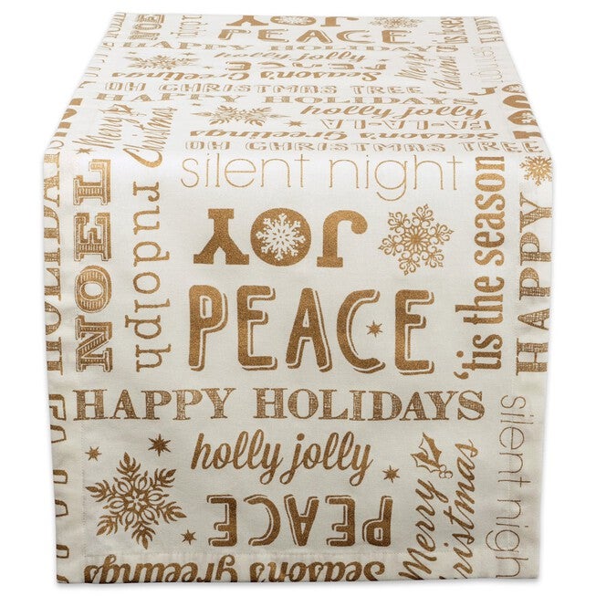 Gold Christmas Collage Table Runner, GOLD, hi-res image number 0