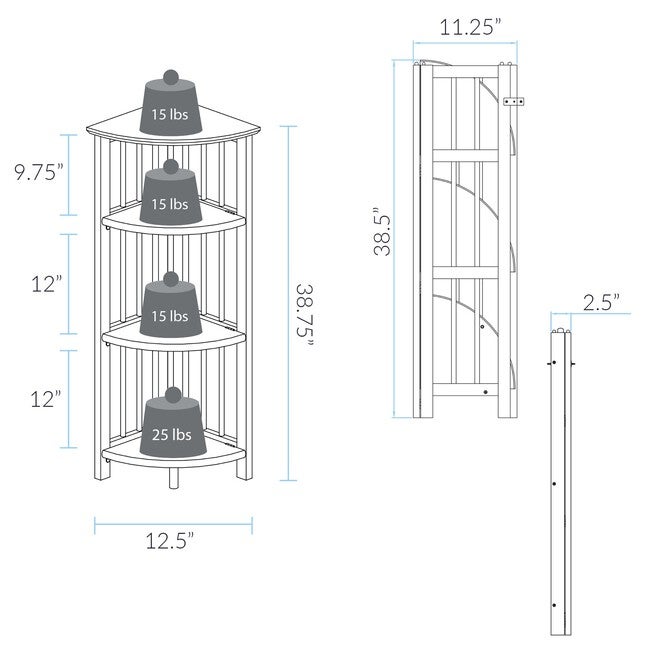 4-Shelf Corner Folding Bookcase-Honey Oak, , alternate image number null